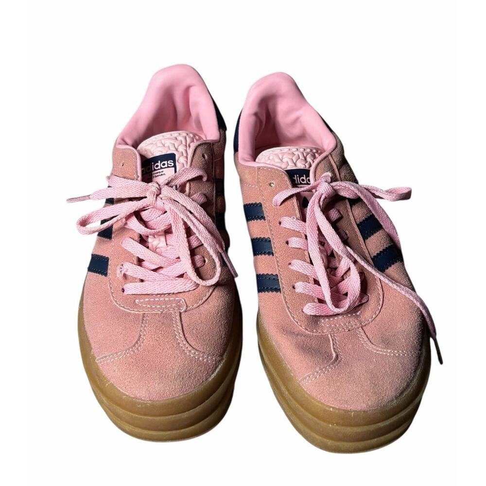 adidas Gazelle Bold W Women's Pink Navy Gum Platform Shoes H06122 Sneakers - Picture 2 of 8